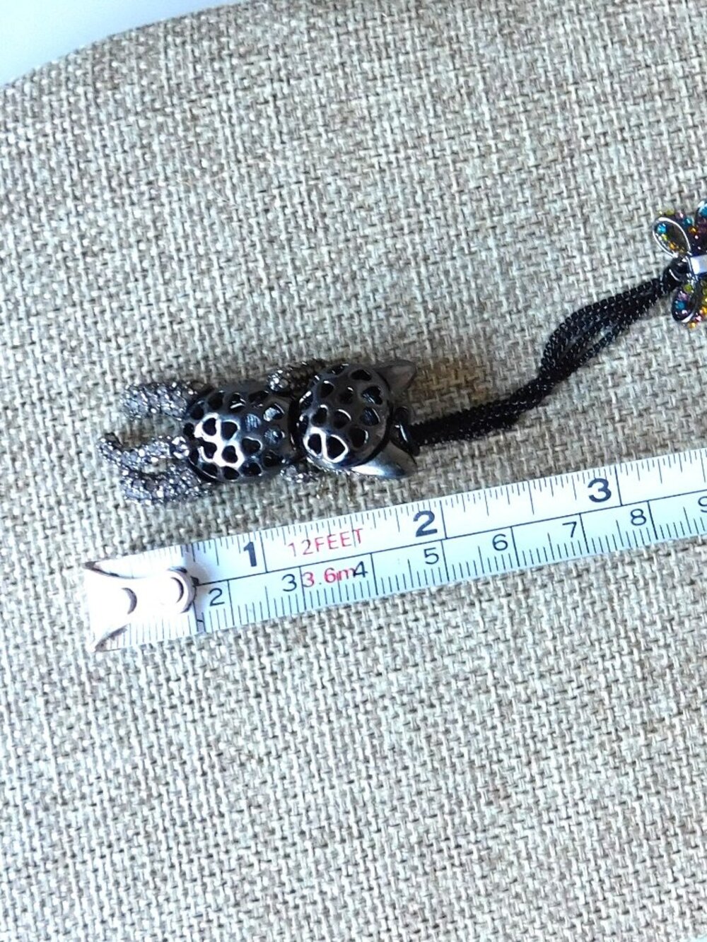 Betsey Johnson All Hallows Articulated Black Kitty Cat Rhinestones Bow Necklace - Picture 8 of 8